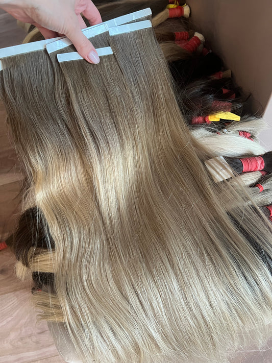 Natural hair Ombre Tape weft hair extensions 98g 60cm