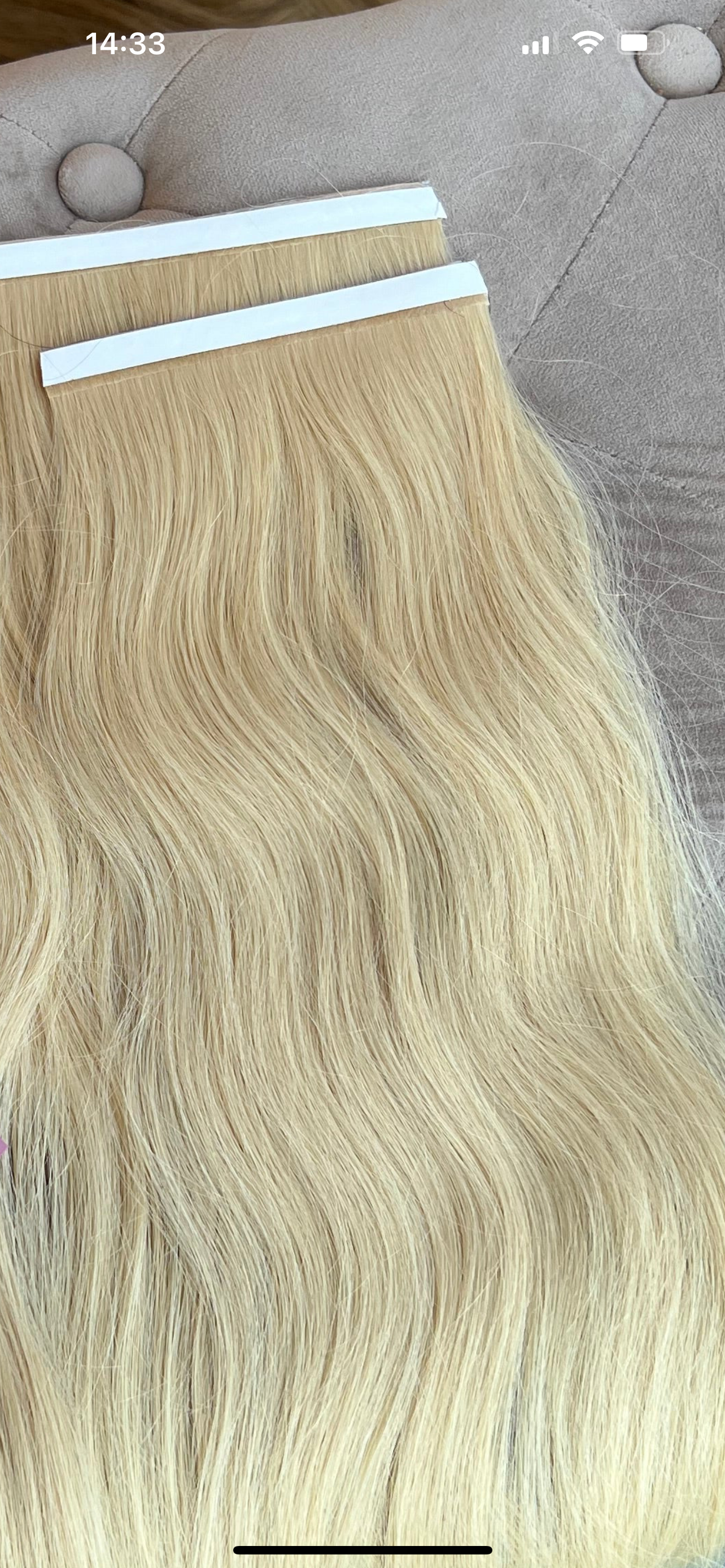 Light Blonde Hair Extensions Long Tape Wefts Set of 3 Pieces Slavic Hair 50cm 89g