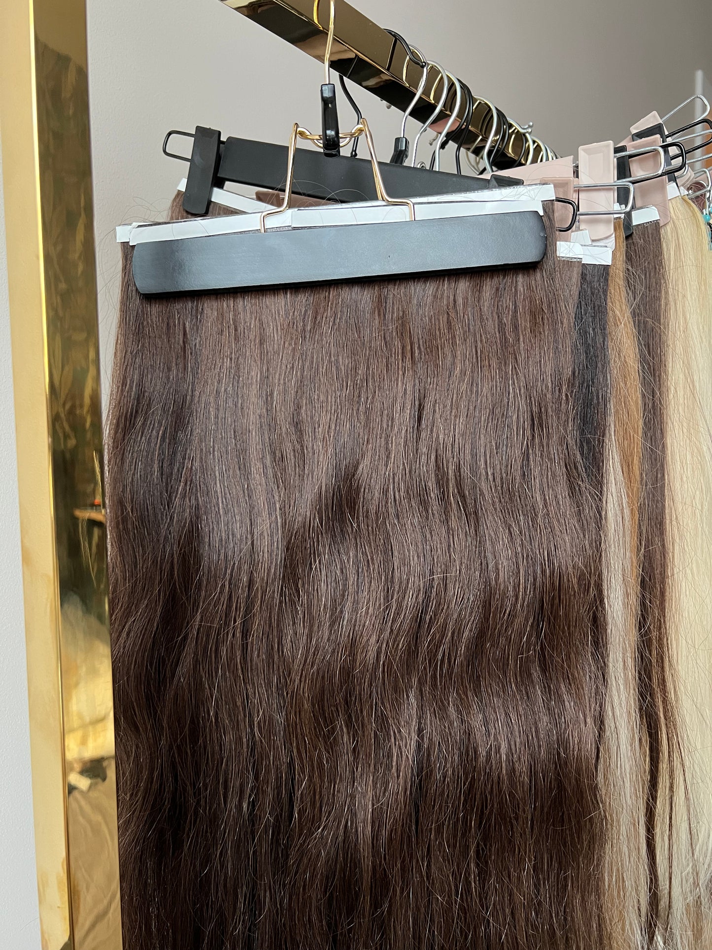 Włosy Słowiańskie ciemny brąz 61 cm 195 g wide weft tape hair extensions