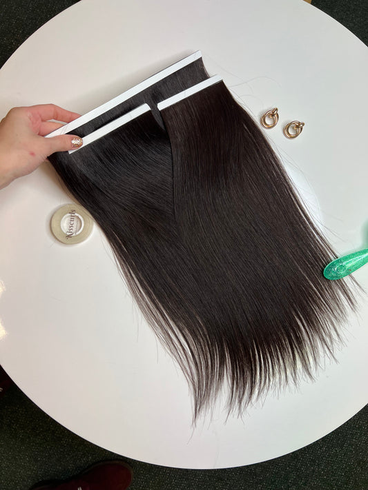 PU Tape Wefts, 46cm, 82g, Slavic Hair Cut from One Head