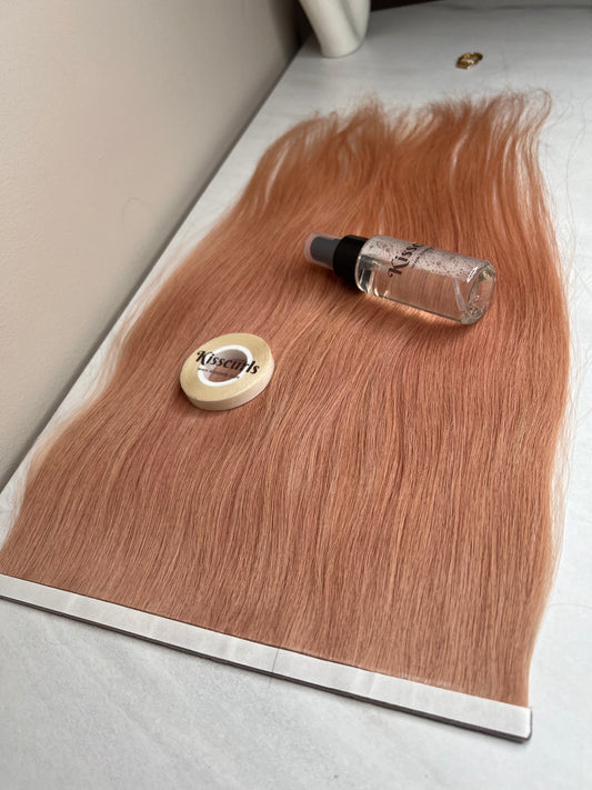 Włosy rózowe naturalne doczepiane na taśmie Bio tape on 47g 45cm 