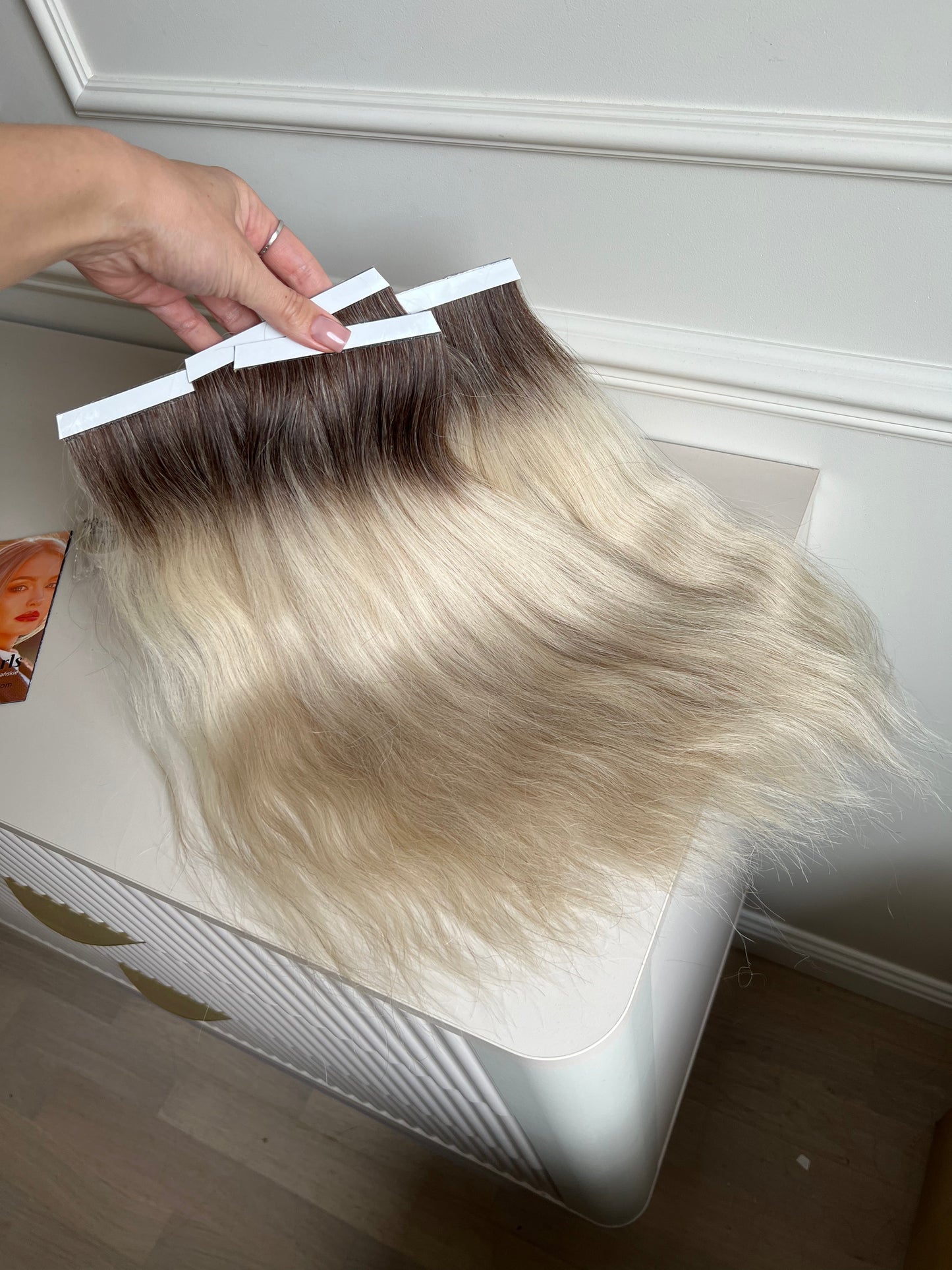 Włosy doczepiane naturalne Bio taśmy 40 cm 65 g 3 taśmy
