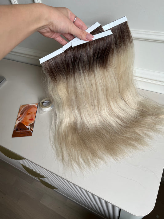 Włosy doczepiane naturalne Bio taśmy 40 cm 65 g 3 taśmy