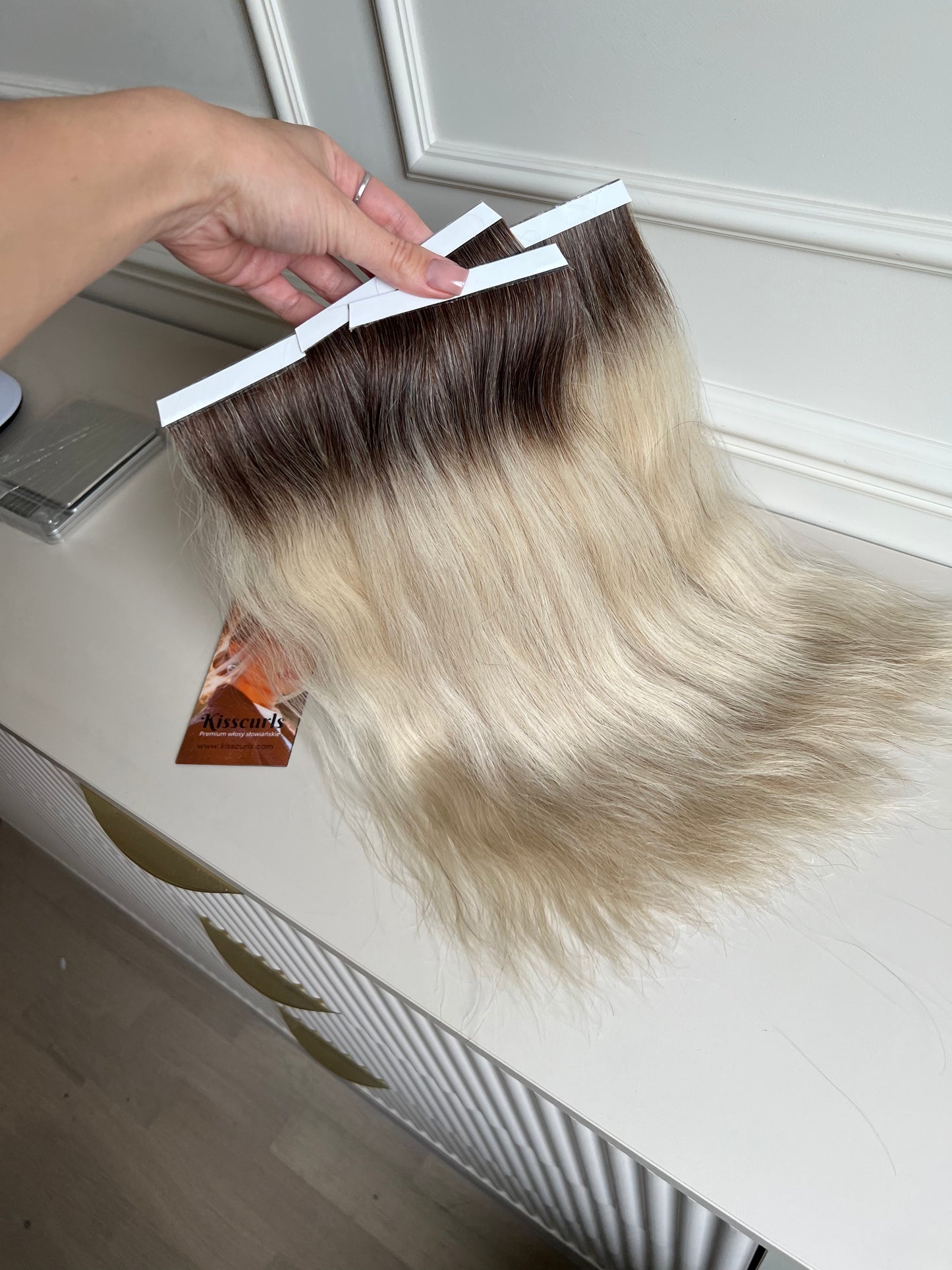 Włosy doczepiane naturalne Bio taśmy 40 cm 65 g 3 taśmy