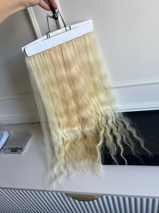 Jasny Blond falowane włosy słowiańskie 68cm 105g biotaśmy