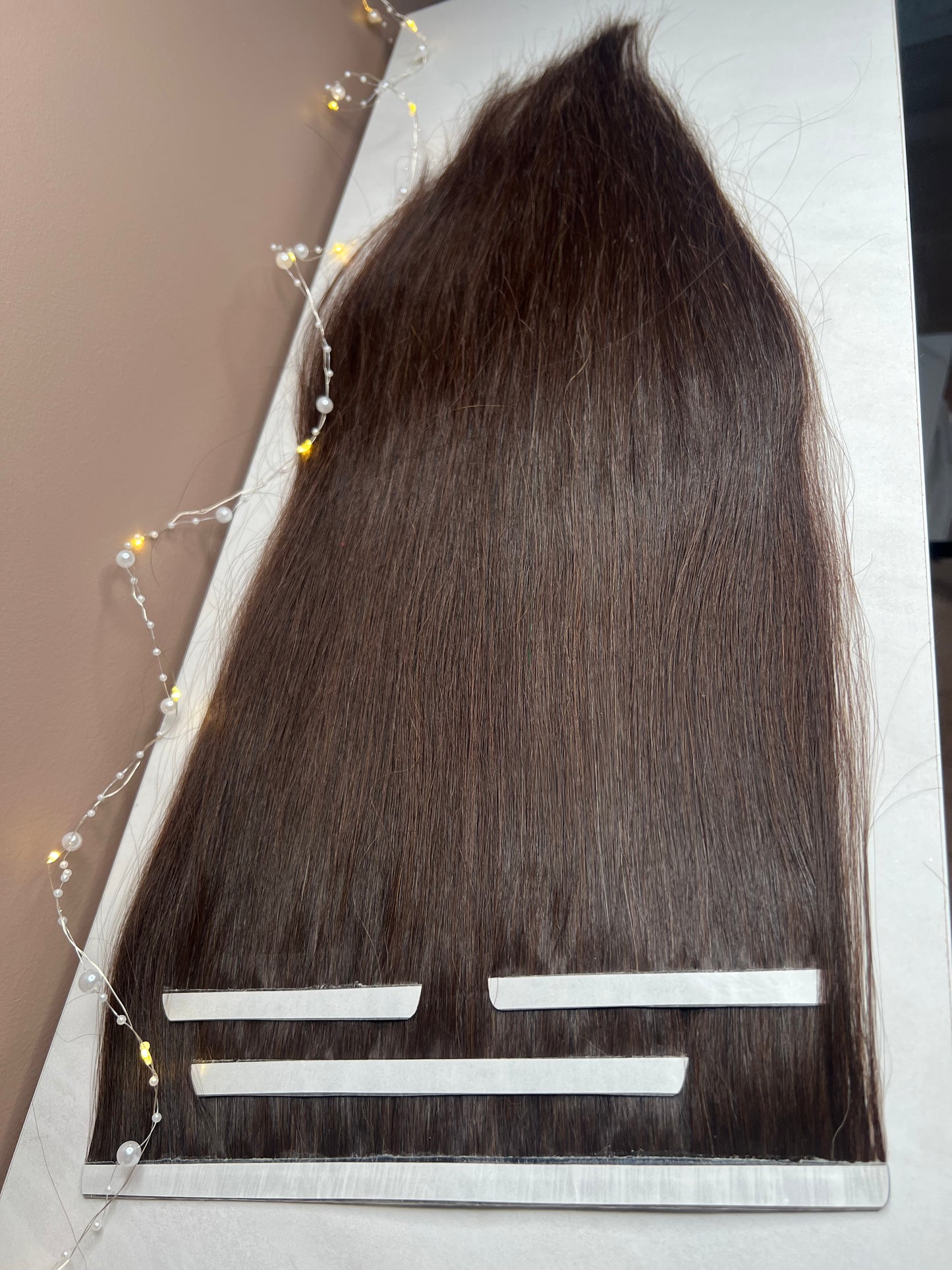 Dark brown 1 b Natural wide tape-in Hair Extensions - Slavic hair 88g 50cm